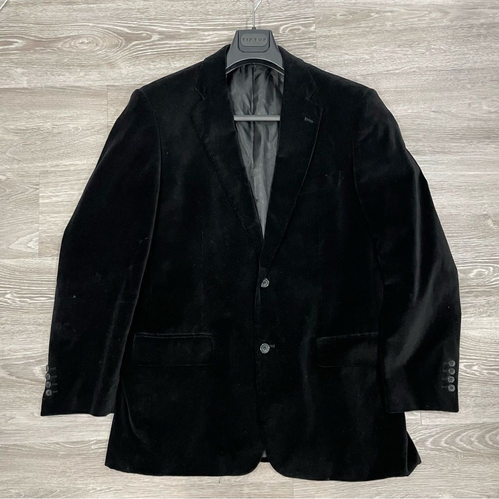 Isaac Mizrahi Black Cotton Velvet Blazer Casual Formal Prom Jacket sz 40R